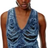 m-bianca Robe courte en maille indigo délavée