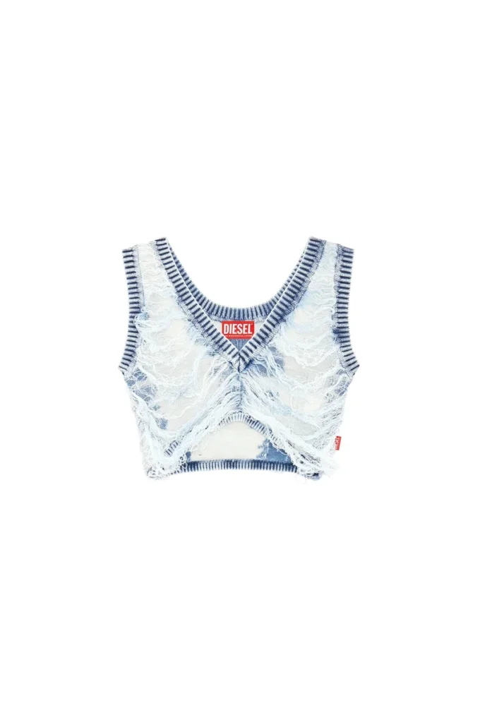 m-bletilla Top brassière en maille indigo délavée