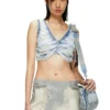 m-bletilla Top brassière en maille indigo délavée