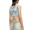 m-bletilla Top brassière en maille indigo délavée