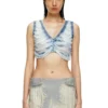 m-bletilla Top brassière en maille indigo délavée