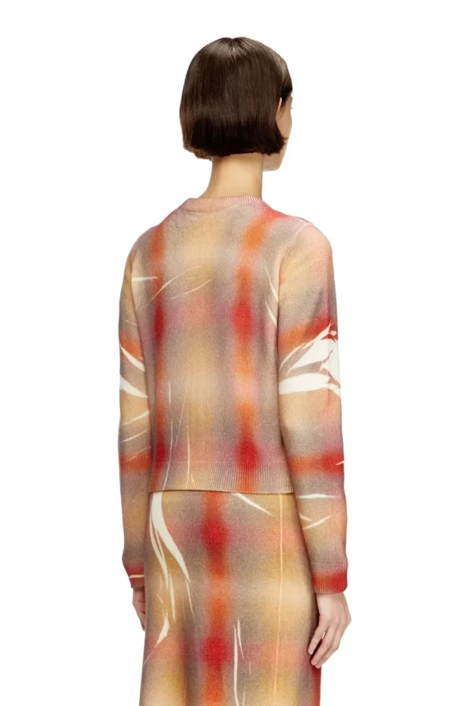 m-chloty Cardigan en laine à imprimé à carreaux déformés