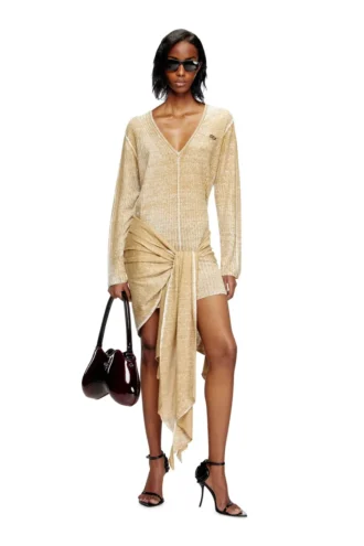 m-egaknot Robe en maille avec lien à la taille