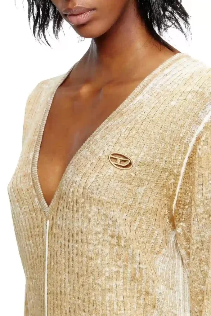 m-egaknot Robe en maille avec lien à la taille