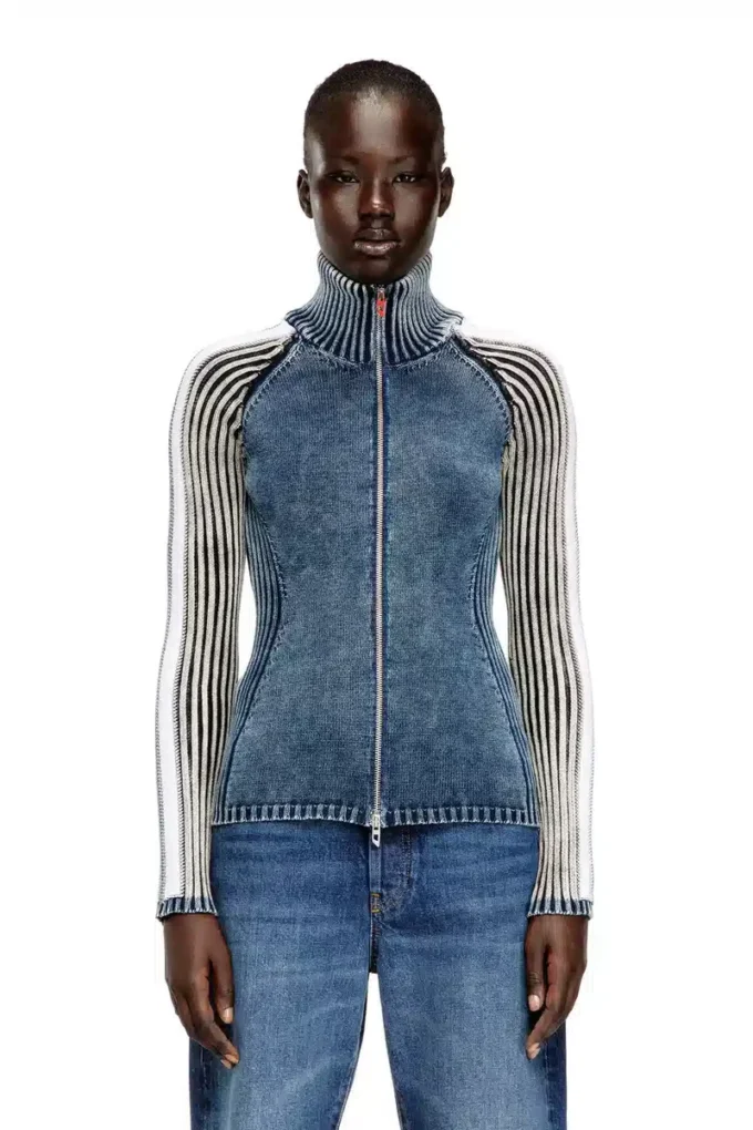 m-estrella Cardigan zippé à bandes sportives