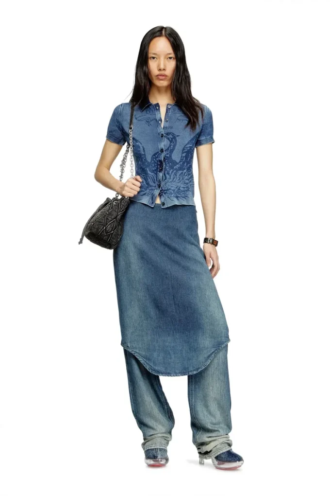 m-fenny Cardigan chemise indigo avec logo Phoenix