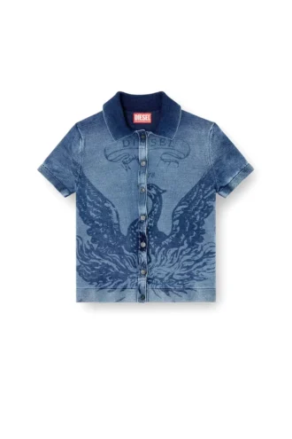 m-fenny Cardigan chemise indigo avec logo Phoenix