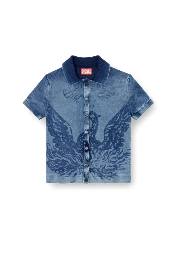 m-fenny Cardigan chemise indigo avec logo Phoenix