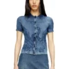 m-fenny Cardigan chemise indigo avec logo Phoenix