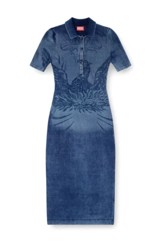 m-fenny-drs Robe midi polo en maille effet denim