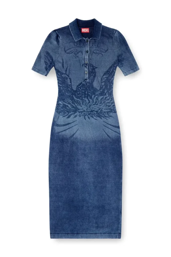 m-fenny-drs Robe midi polo en maille effet denim
