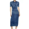 m-fenny-drs Robe midi polo en maille effet denim