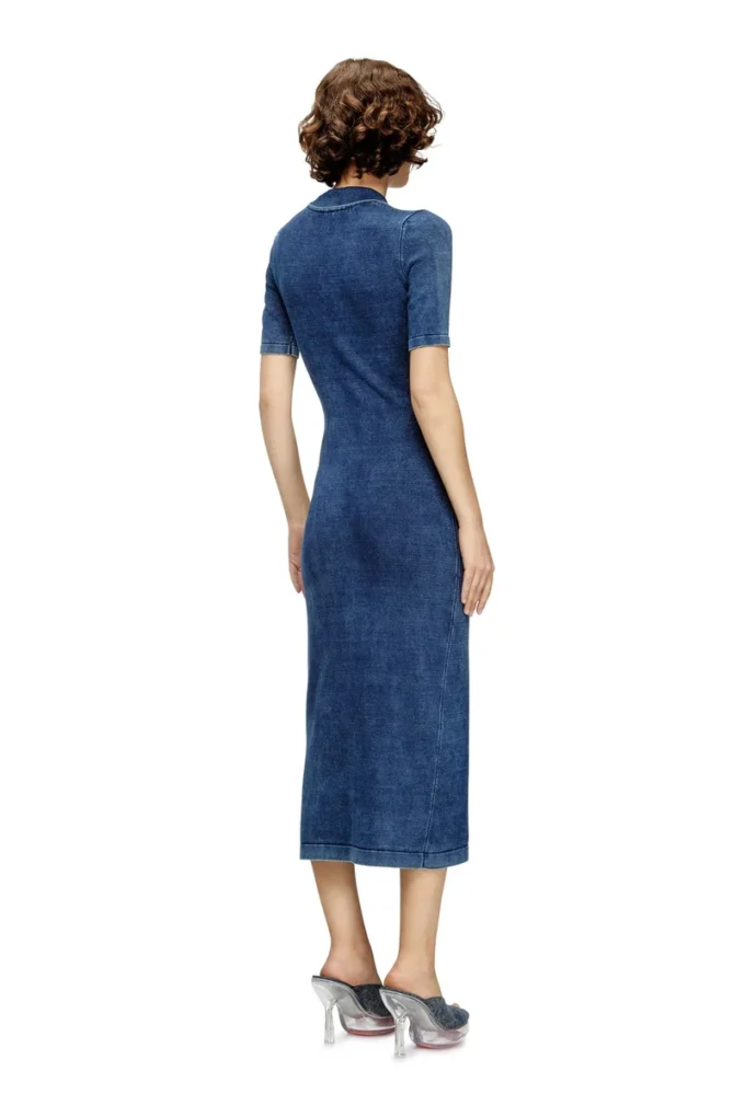 m-fenny-drs Robe midi polo en maille effet denim