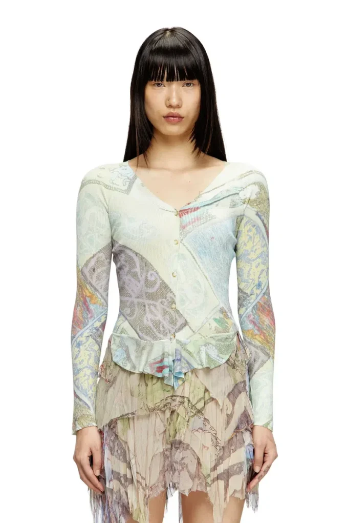 m-fiorina Cardigan court à imprimé médiéval