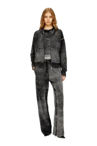 m-hermine Cardigan à capuche en laine avec imprimé inversé