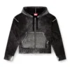 m-hermine Cardigan à capuche en laine avec imprimé inversé