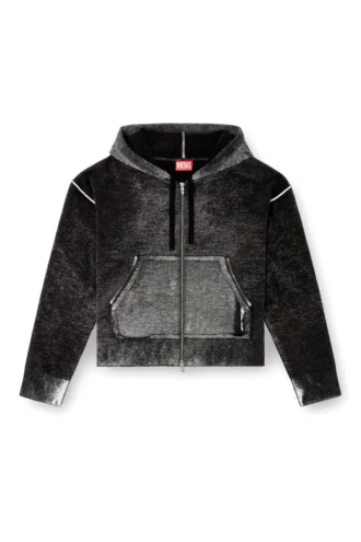 m-hermine Cardigan à capuche en laine avec imprimé inversé