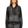 m-hermine Cardigan à capuche en laine avec imprimé inversé