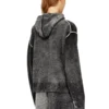 m-hermine Cardigan à capuche en laine avec imprimé inversé