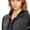 m-hermine Cardigan à capuche en laine avec imprimé inversé
