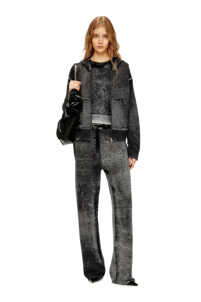 m-honorine Pantalon de survêtement en laine tricotée à imprimé inversé m-honorine Pantalon de survêtement en laine tricotée à imprimé inversé
