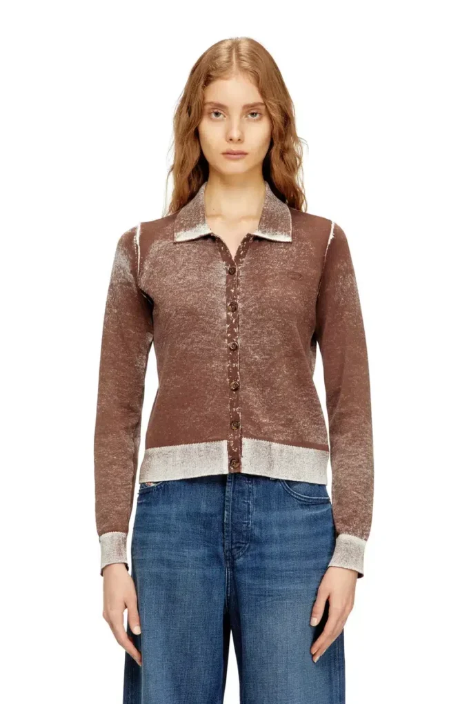 m-loren Cardigan avec imprimé délavé au verso
