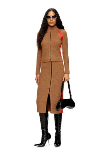 m-louise Cardigan en mélange d&rsquo;alpaga avec empiècements contrastés
