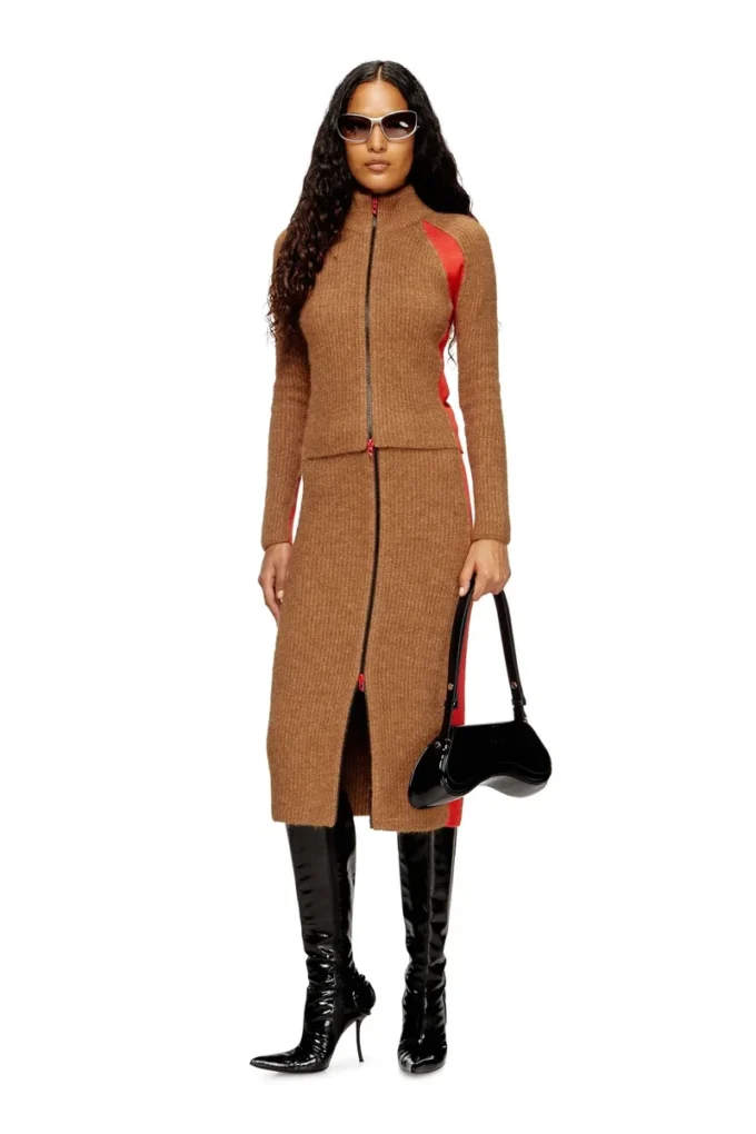 m-louise Cardigan en mélange d&rsquo;alpaga avec empiècements contrastés