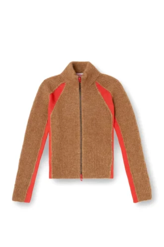 m-louise Cardigan en mélange d&rsquo;alpaga avec empiècements contrastés