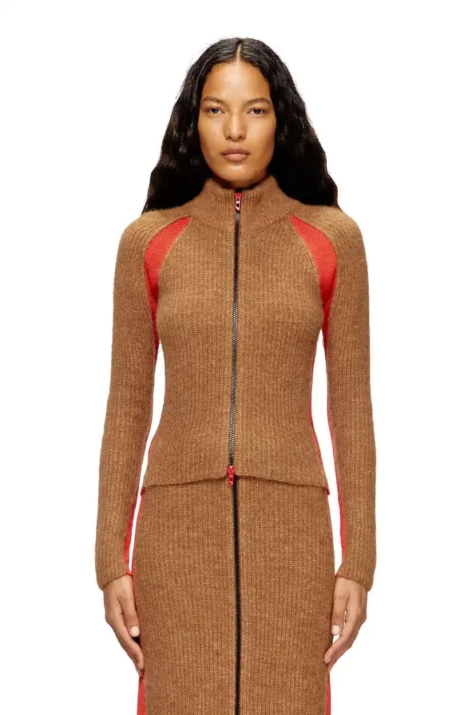 m-louise Cardigan en mélange d&rsquo;alpaga avec empiècements contrastés