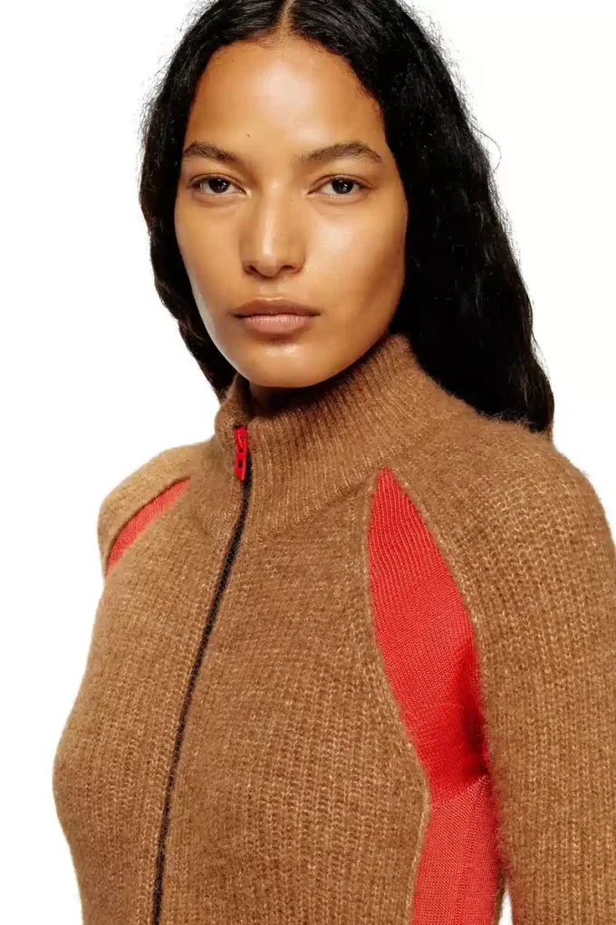 m-louise Cardigan en mélange d&rsquo;alpaga avec empiècements contrastés