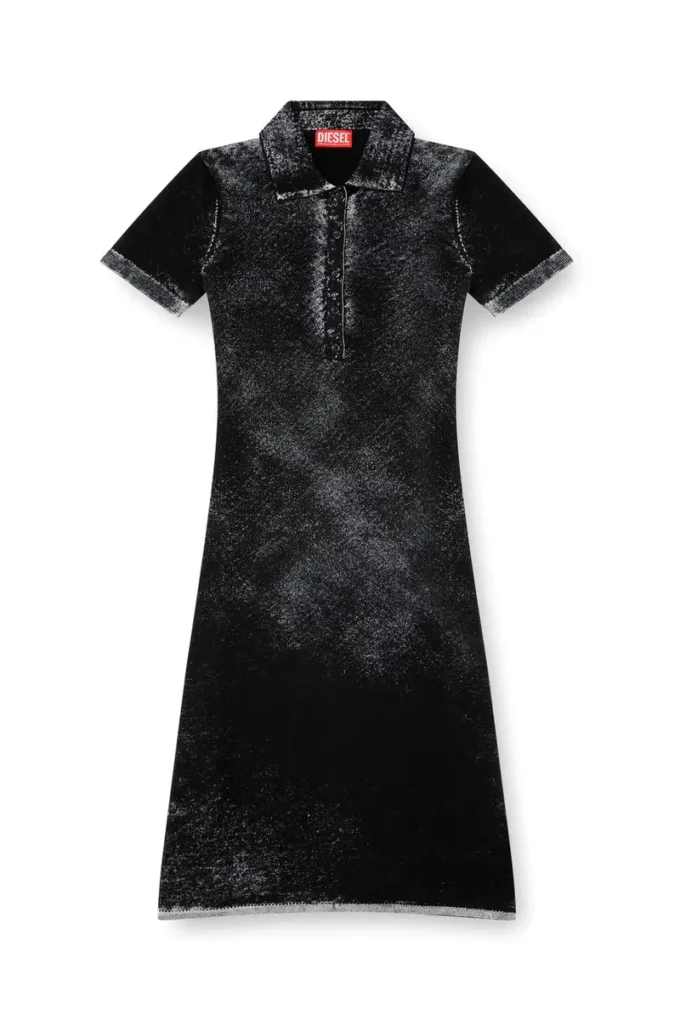 m-lourens Robe polo midi en maille imprimée inversée