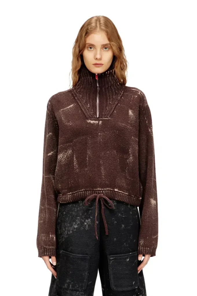 m-marcellette Pull demi-zip à effet vieilli