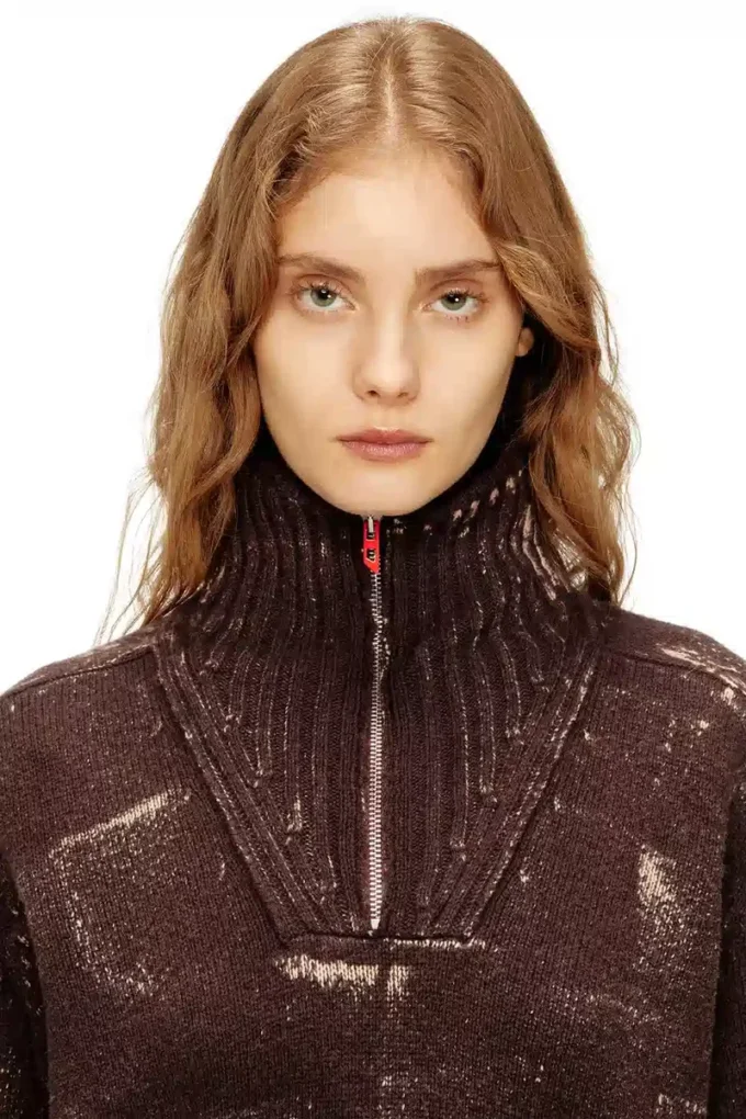 m-marcellette Pull demi-zip à effet vieilli
