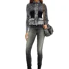 m-melissa Cardigan zippé avec poches cargo en denim