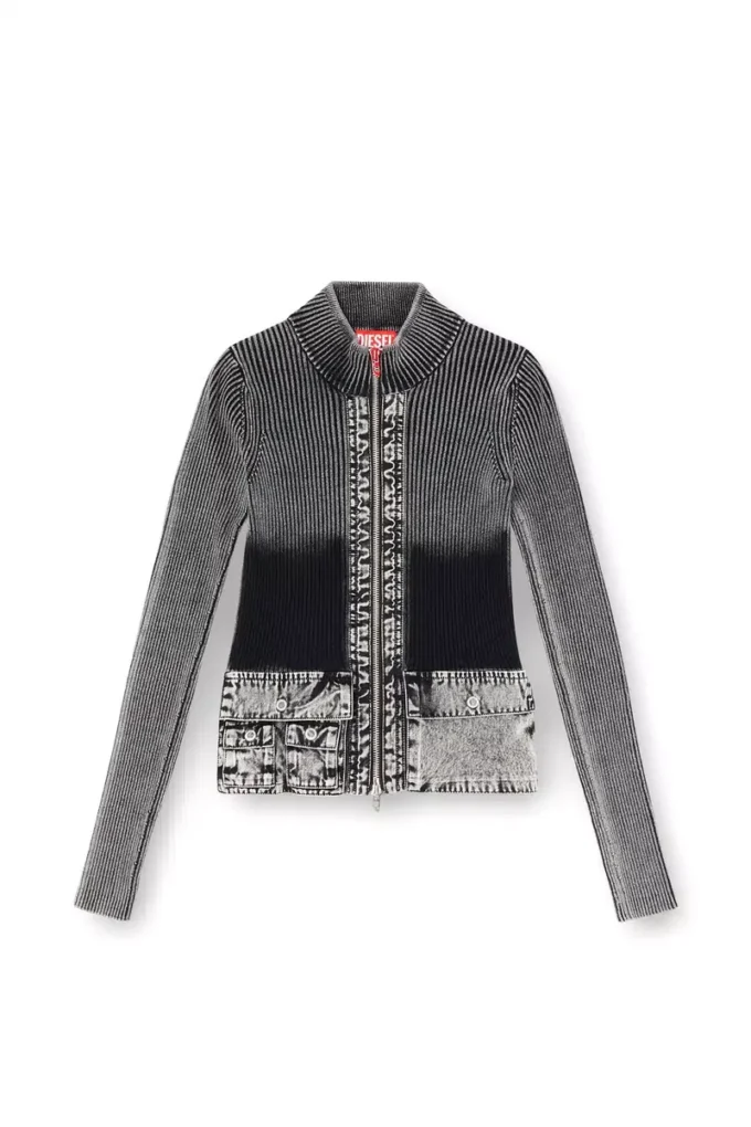 m-melissa Cardigan zippé avec poches cargo en denim
