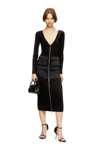 m-melti-ls Robe midi côtelée avec poches cargo