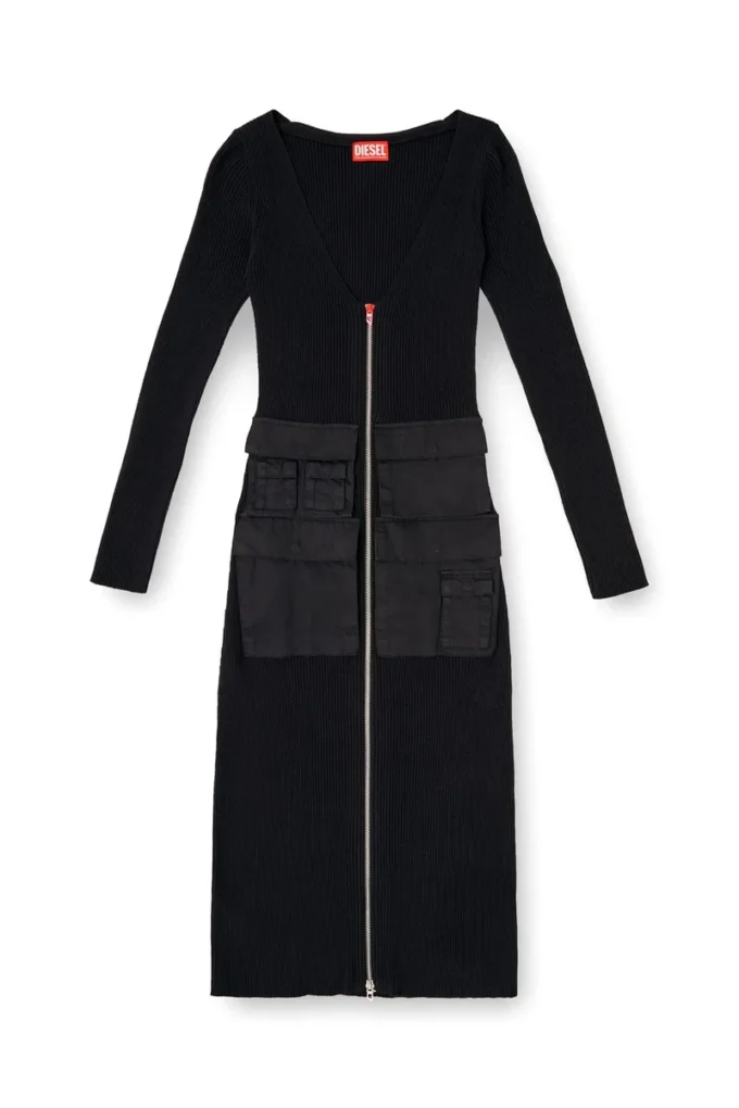 m-melti-ls Robe midi côtelée avec poches cargo