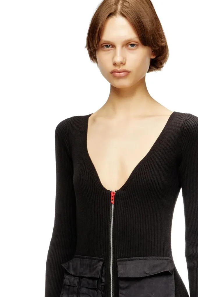 m-melti-ls Robe midi côtelée avec poches cargo