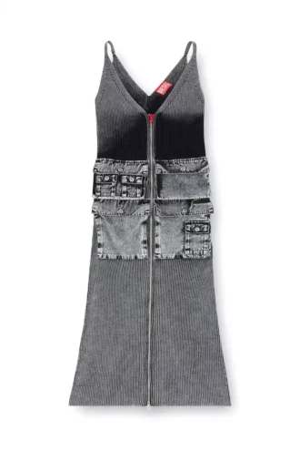 m-melti Robe midi en maille avec poches contrastées