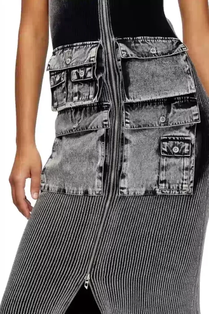 m-melti Robe midi en maille avec poches contrastées