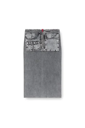 m-meryn Jupe midi en maille avec poches cargo en denim