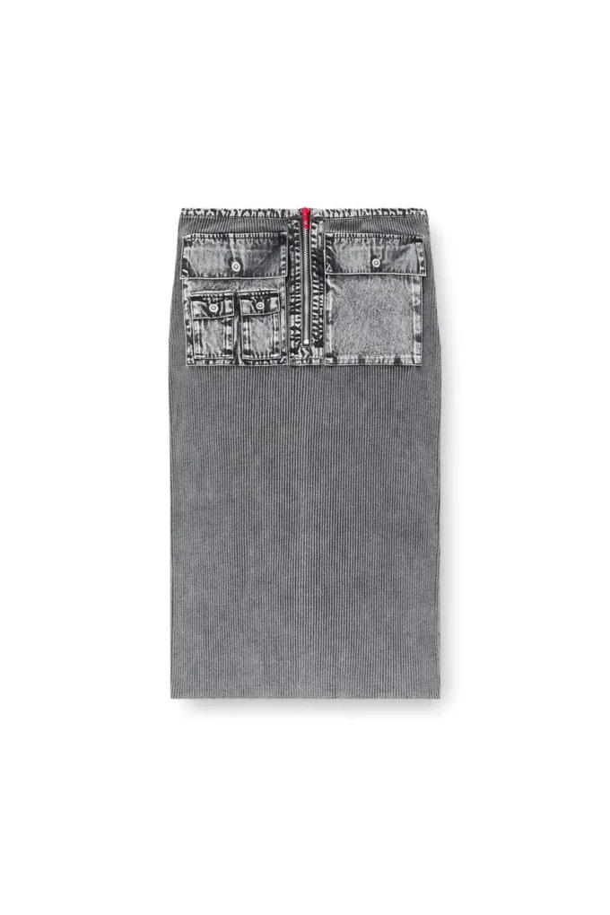 m-meryn Jupe midi en maille avec poches cargo en denim