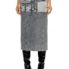 m-meryn Jupe midi en maille avec poches cargo en denim