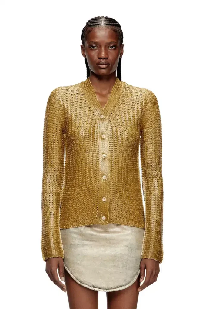 m-millo Cardigan côtelé à effet brillant