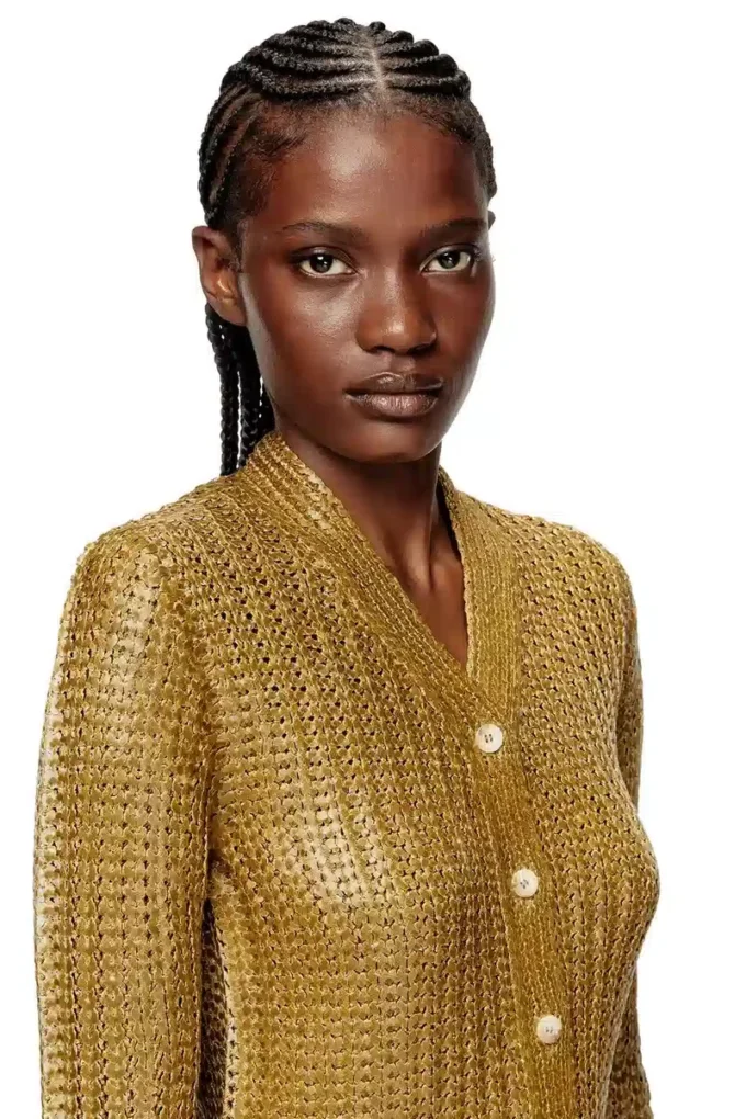 m-millo Cardigan côtelé à effet brillant