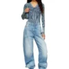 m-milmo Pull en fil denim à effet brillant