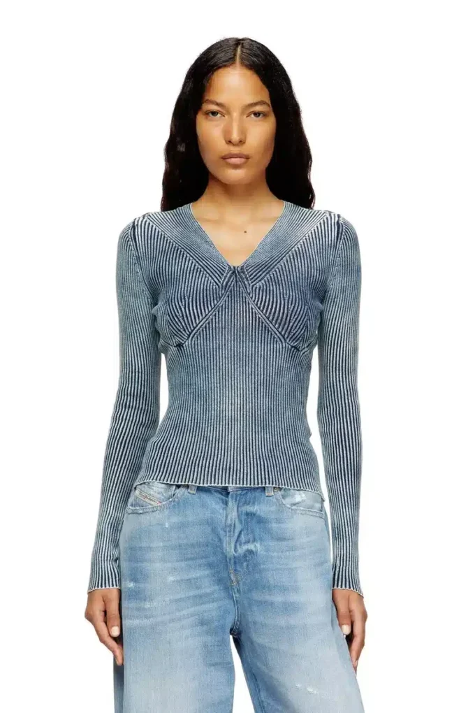 m-milmo Pull en fil denim à effet brillant
