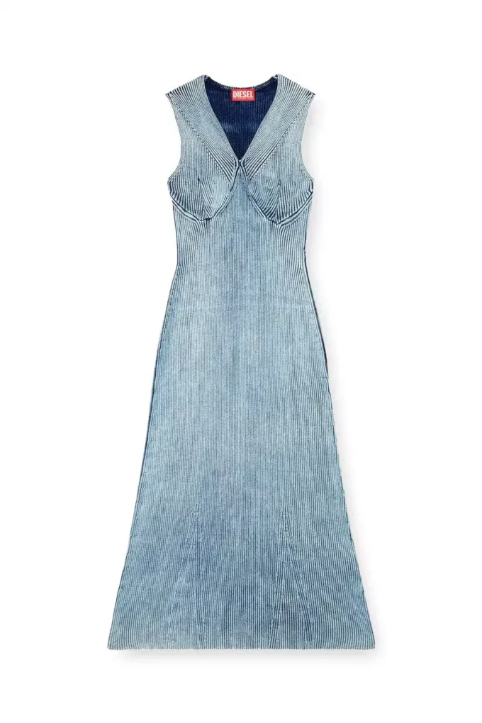 m-milong Robe midi en fil denim à effet brillant