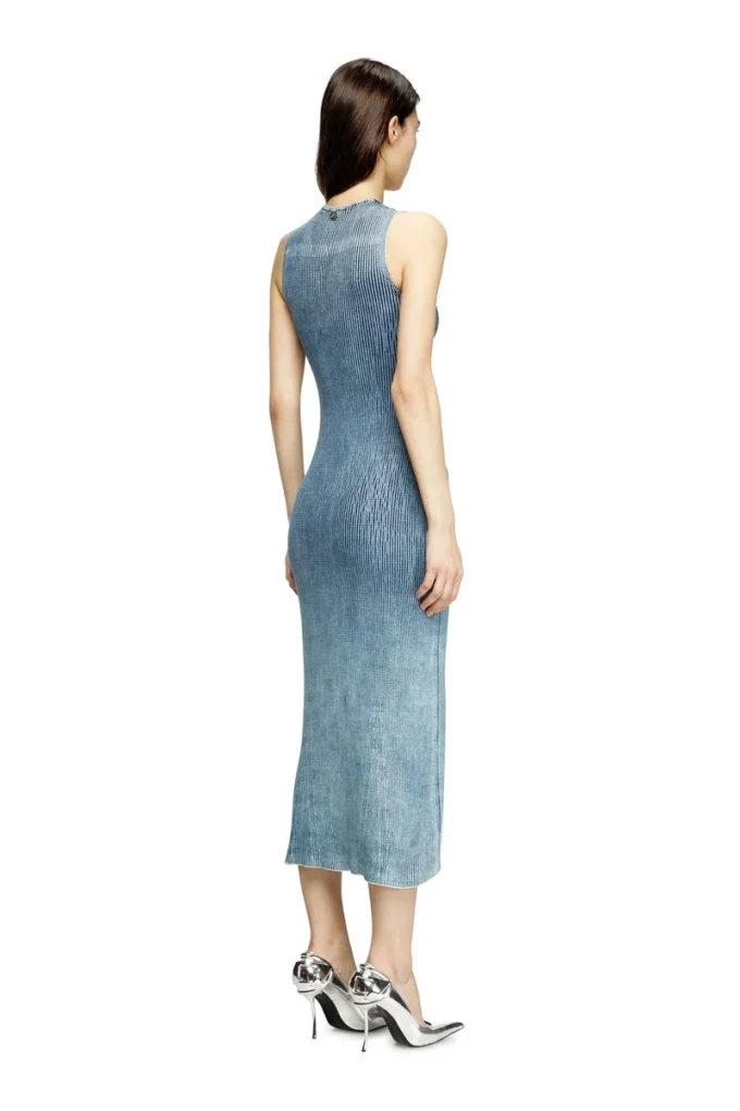 m-milong Robe midi en fil denim à effet brillant